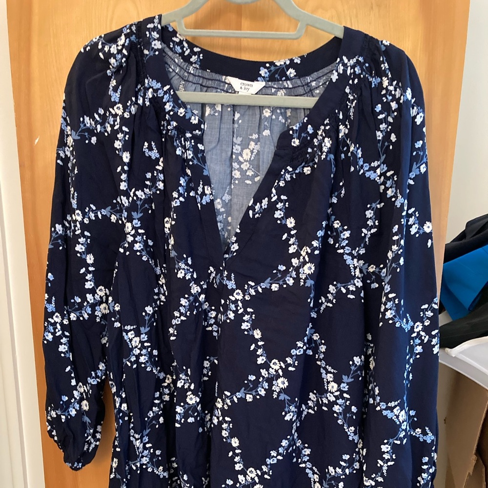 Blue floral crown and Ivy blouse